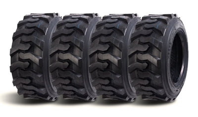 HALBERD 10-16.5 Skid Steer Tires, 10PR Heavy-Duty Construction, Large Tread Pattern Premium Wear Resistance Tires for Skid Steer Loader, Tubeless Set of 4
