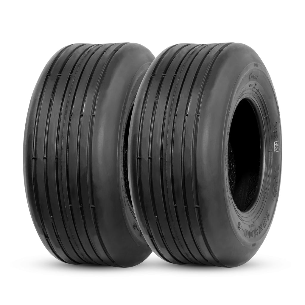 HALBERD P508 13x5.00-6 Lawn Mower Tires 4PR Straight Rib Tread Turf Friendly Lawn Tires, 13x5x6 Lawn Garden Utility Cart Tires, Tubeless, Set of 2