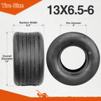 HALBERD P508 13x6.50-6 Lawn Mower Tires 4PR Straight Rib Tread Turf Friendly Lawn Tires, 13x5x6 Lawn Garden Utility Cart Tires, Tubeless, Set of 2（副本）