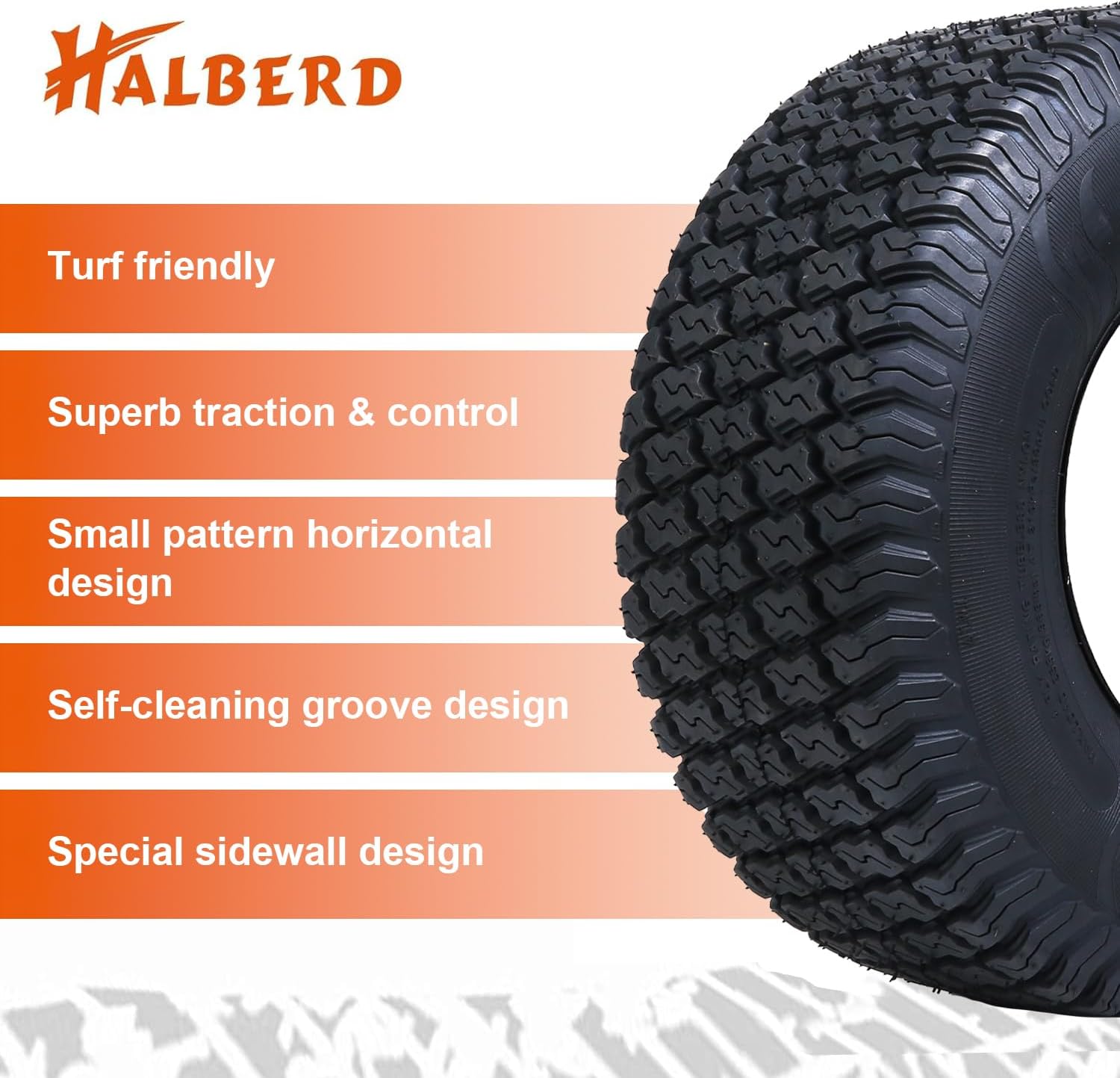 HALBERD P5092 15x6.00-6 Lawn Mower Tires 4PR Turf Friendly Garden Tractor Tires Enhanced Traction & Durability for Optimal Performance, Tubeless, Set of 2