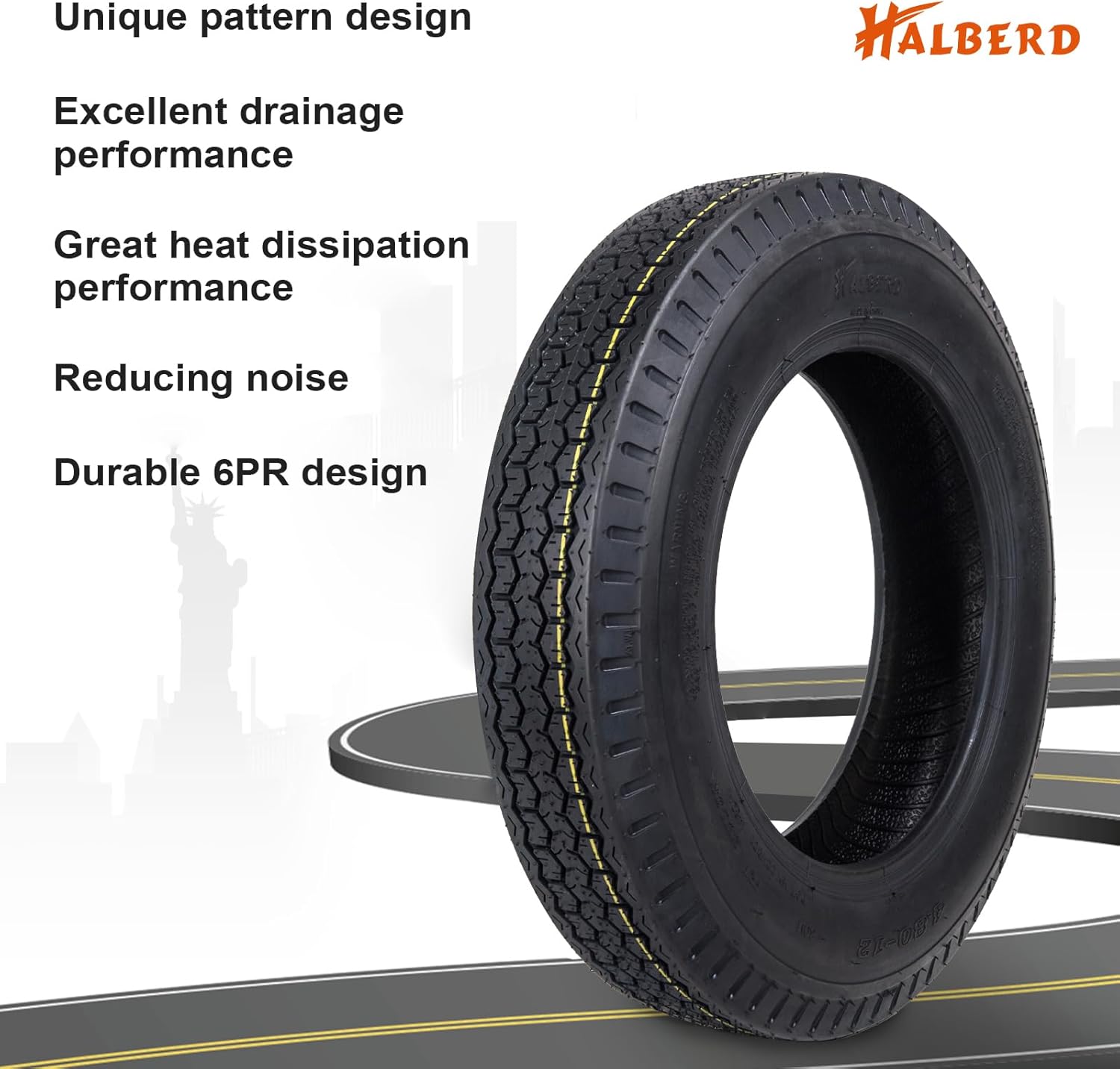 HALBERD P879 4.8-12 Trailer Tires 4.80x12 6PR Heavy-Duty Tubeless Tires for Utility, Boat Trailers, Load Range C, Set of 2