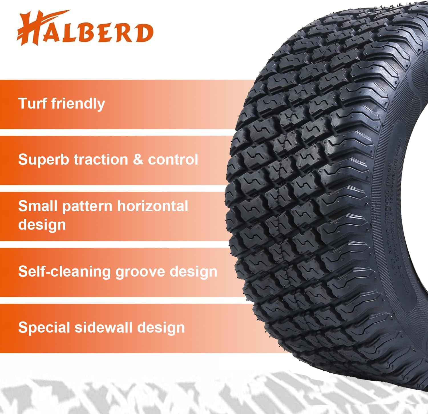 HALBERD P5092 16x6.50-8 Lawn Mower Tires 4PR Turf Friendly Garden Tractor Tires Enhanced Traction & Durability for Optimal Performance, Tubeless, Set of 2