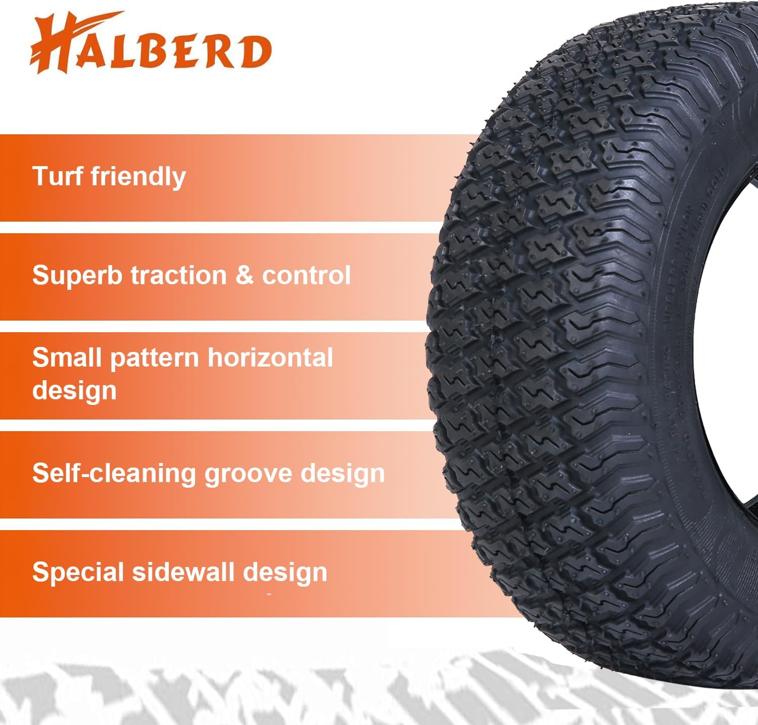 HALBERD P5092 11x4.00-5 Lawn Mower Tires 4PR Turf Friendly Garden Tractor Tires Enhanced Traction & Durability for Optimal Performance, Tubeless, Set of 2