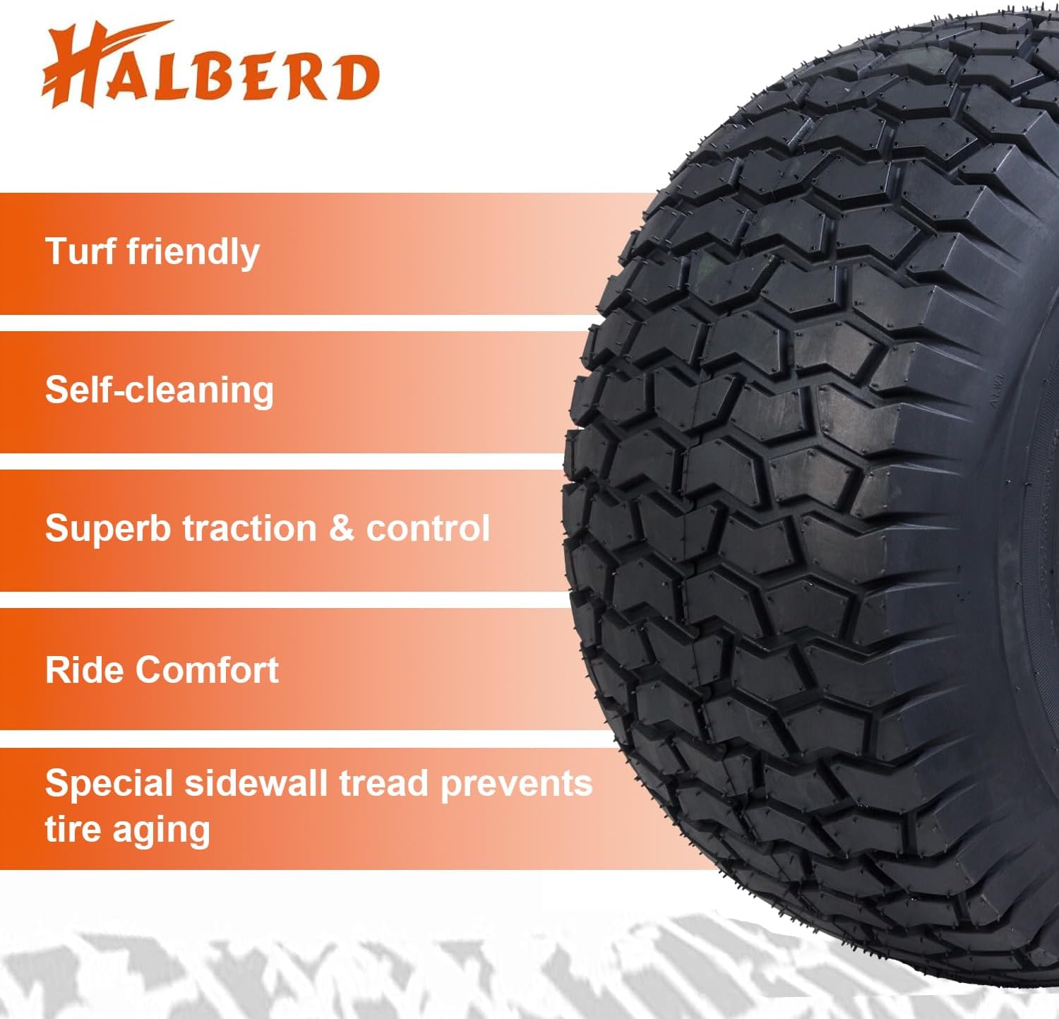 HALBERD P5094 20x10.00-8 Lawn Mower Tires 4PR Turf Friendly Garden Tractor Tires Self-Cleaning Excellent Traction for Optimal Performance, Tubeless, Set of 2