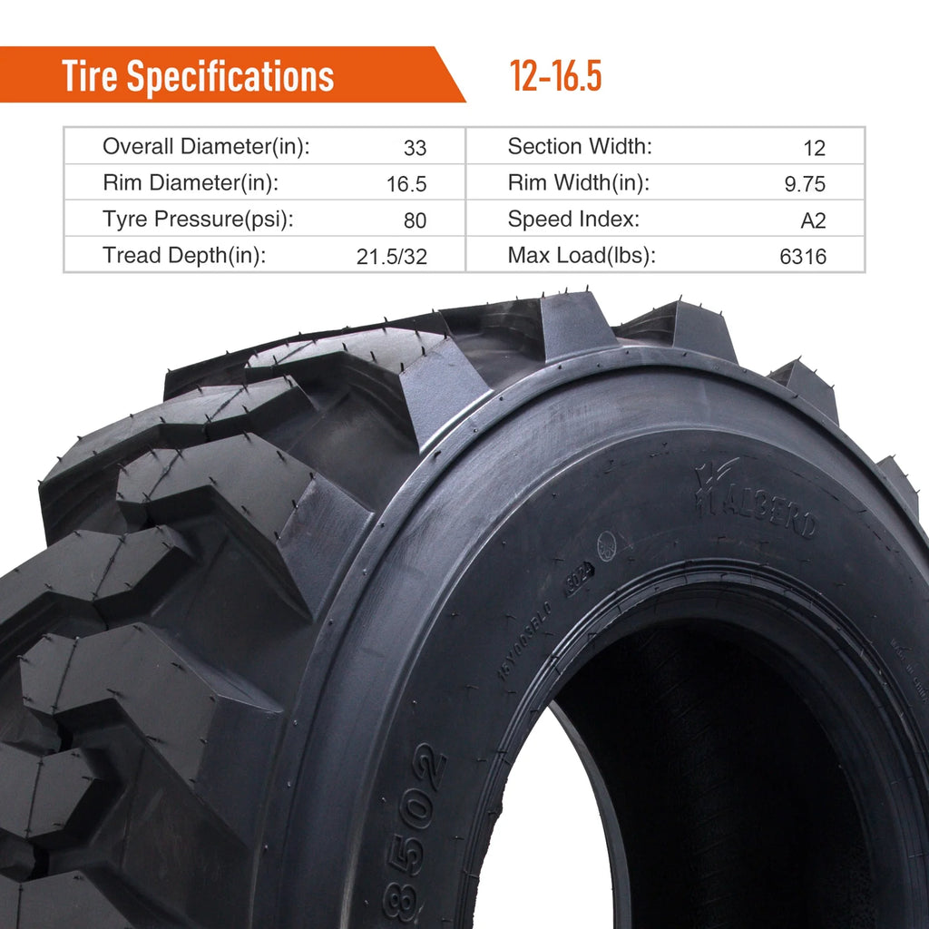 HALBERD 12-16.5 Skid Steer Tires 12-16.5 12 Ply Heavy Duty SKS Industrial Skid Steer Tires , Set of 4 ,Tubeless