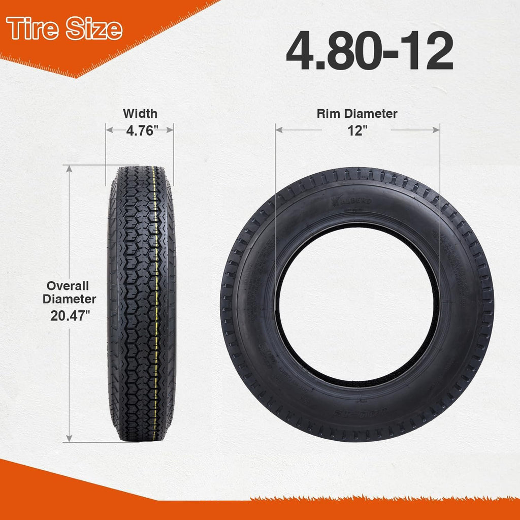 HALBERD P879 4.8-12 Trailer Tires 4.80x12 6PR Heavy-Duty Tubeless Tires for Utility, Boat Trailers, Load Range C, Set of 2
