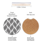 Car Coasters 2 Pack for Cup Holders, 2.56" Ceramic Stone & Non-Scratch Cork Base Drink Coasters