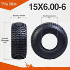 HALBERD P5094 Set of 2 Lawn Mower Tires 15x6.00-6 4PR Turf Friendly Garden Tractor Tires Self-Cleaning Excellent Traction for Optimal Performance, Tubeless