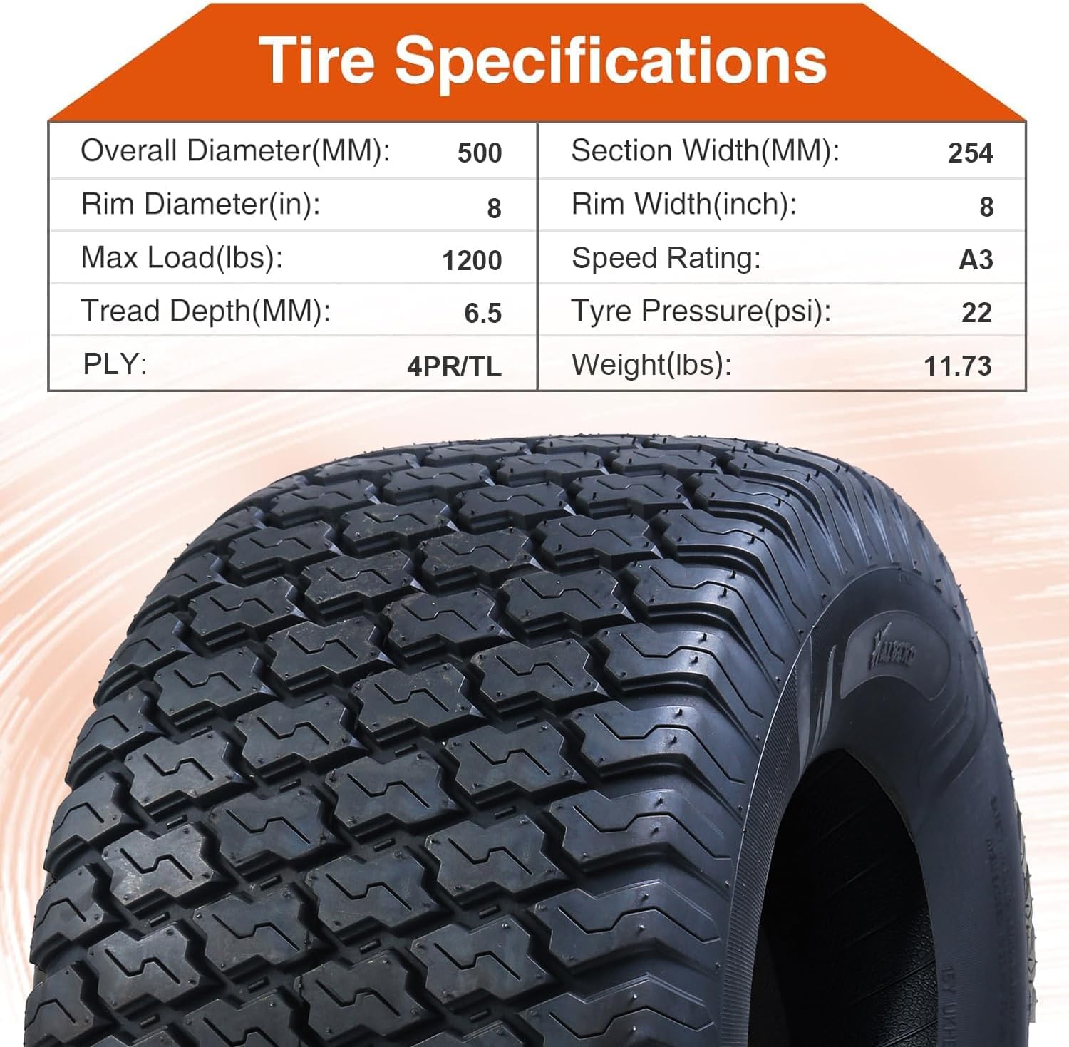 HALBERD P5092 20x10.00-8 Lawn Mower Tires 4PR Turf Friendly Garden Tractor Tires Enhanced Traction & Durability for Optimal Performance, Tubeless, Set of 2