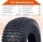 HALBERD P5094 Set of 2 Lawn Mower Tires 15x6.00-6 4PR Turf Friendly Garden Tractor Tires Self-Cleaning Excellent Traction for Optimal Performance, Tubeless