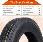 HALBERD P879 4.8-12 Trailer Tires 4.80x12 6PR Heavy-Duty Tubeless Tires for Utility, Boat Trailers, Load Range C, Set of 2