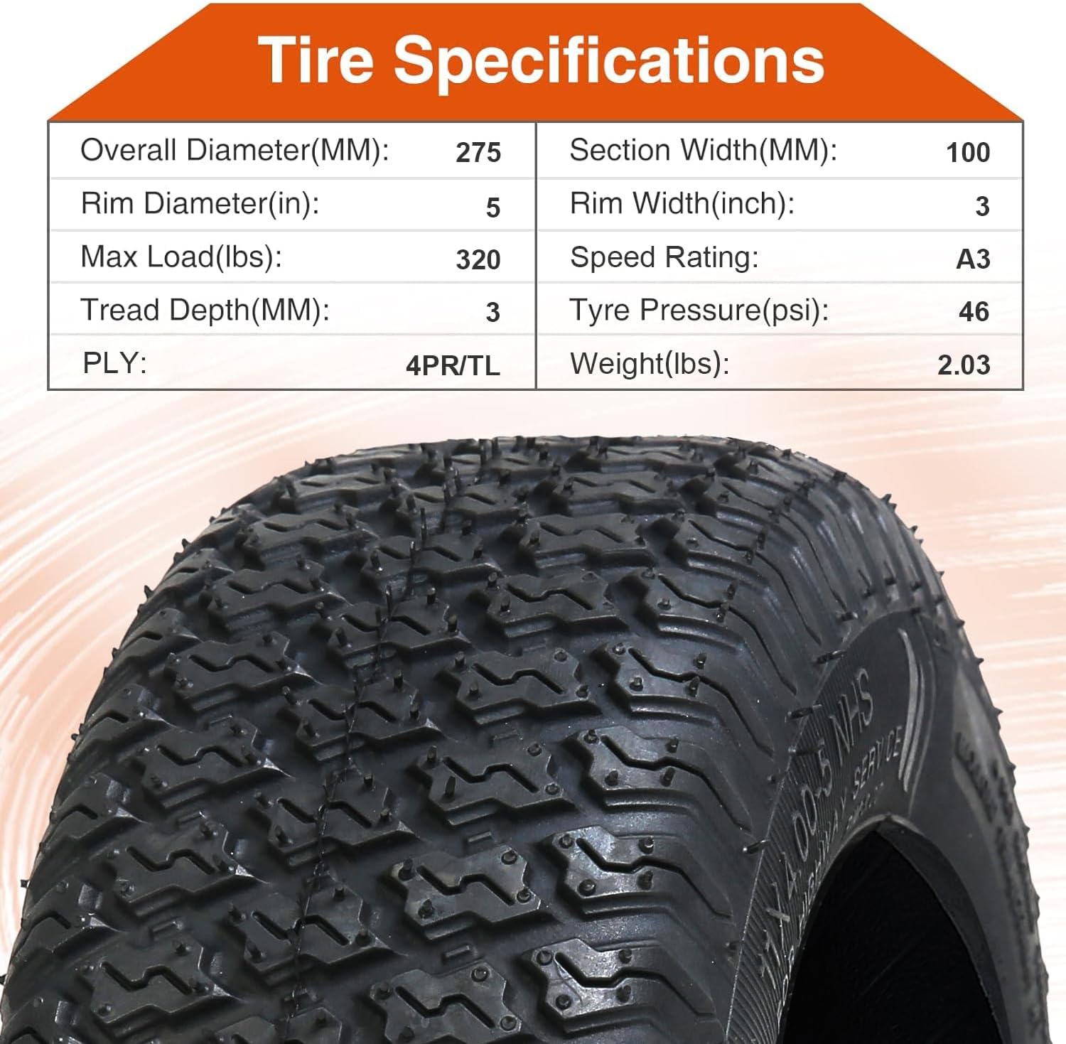 HALBERD P5092 11x4.00-5 Lawn Mower Tires 4PR Turf Friendly Garden Tractor Tires Enhanced Traction & Durability for Optimal Performance, Tubeless, Set of 2