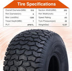 HALBERD P5094 20x10.00-8 Lawn Mower Tires 4PR Turf Friendly Garden Tractor Tires Self-Cleaning Excellent Traction for Optimal Performance, Tubeless, Set of 2