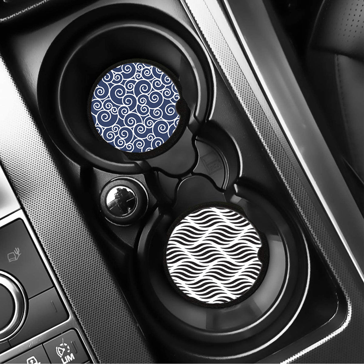 Car Coasters 2 Pack for Cup Holders, 2.56" Ceramic Stone & Non-Scratch Cork Base Drink Coasters