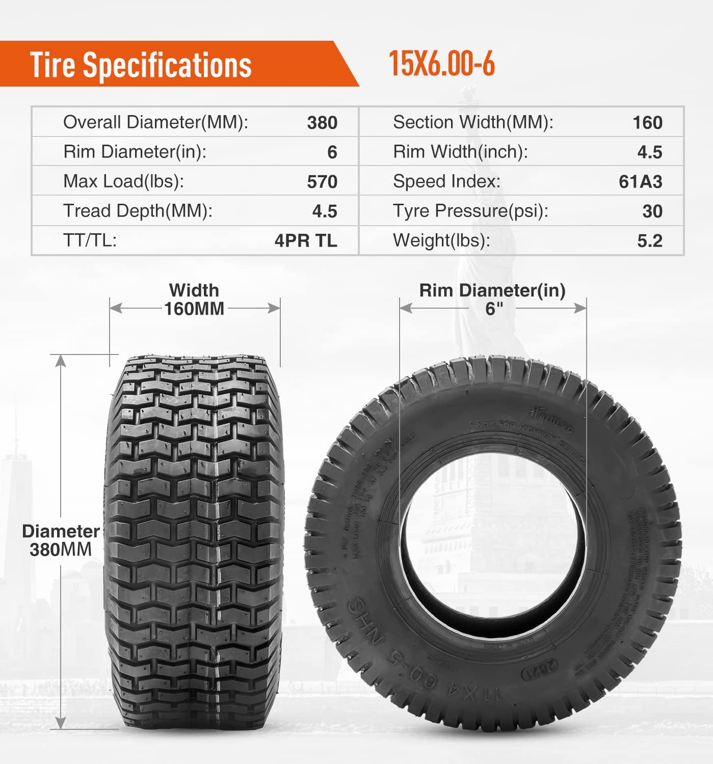 Halberd P512 Lawn Mower Tires Set of 2