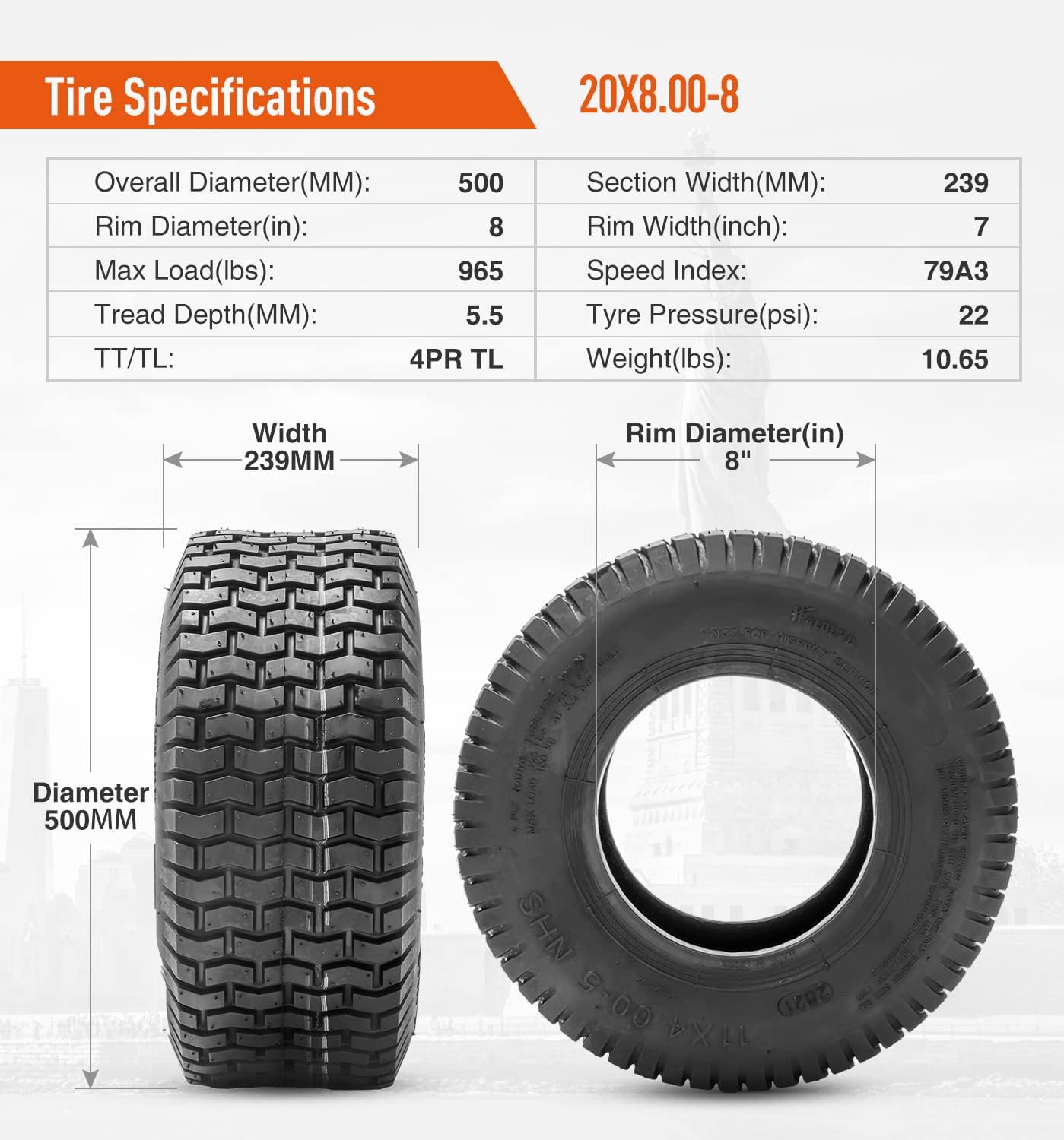 Halberd P512 Lawn Mower Tires Set of 2
