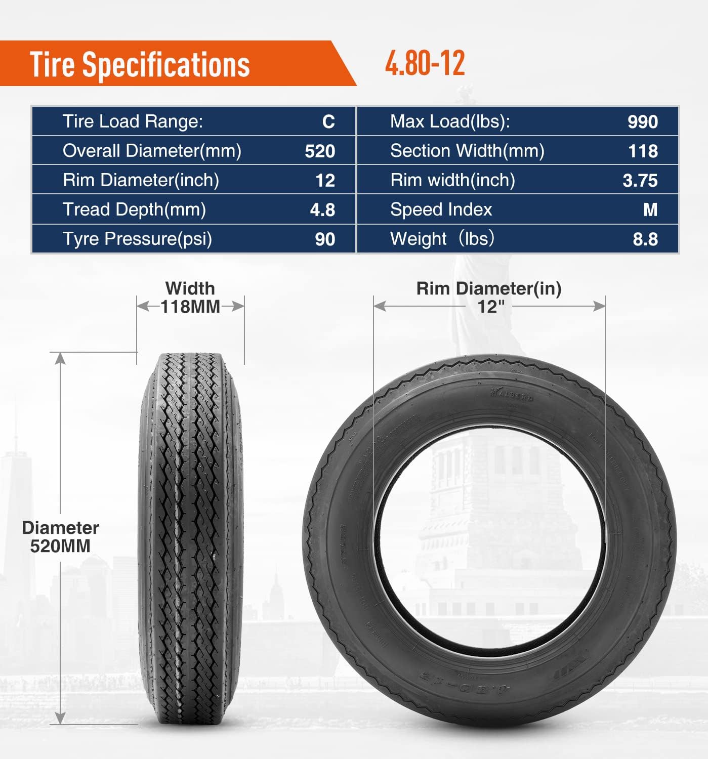 Halberd P811 Trailer Tires Set of 2