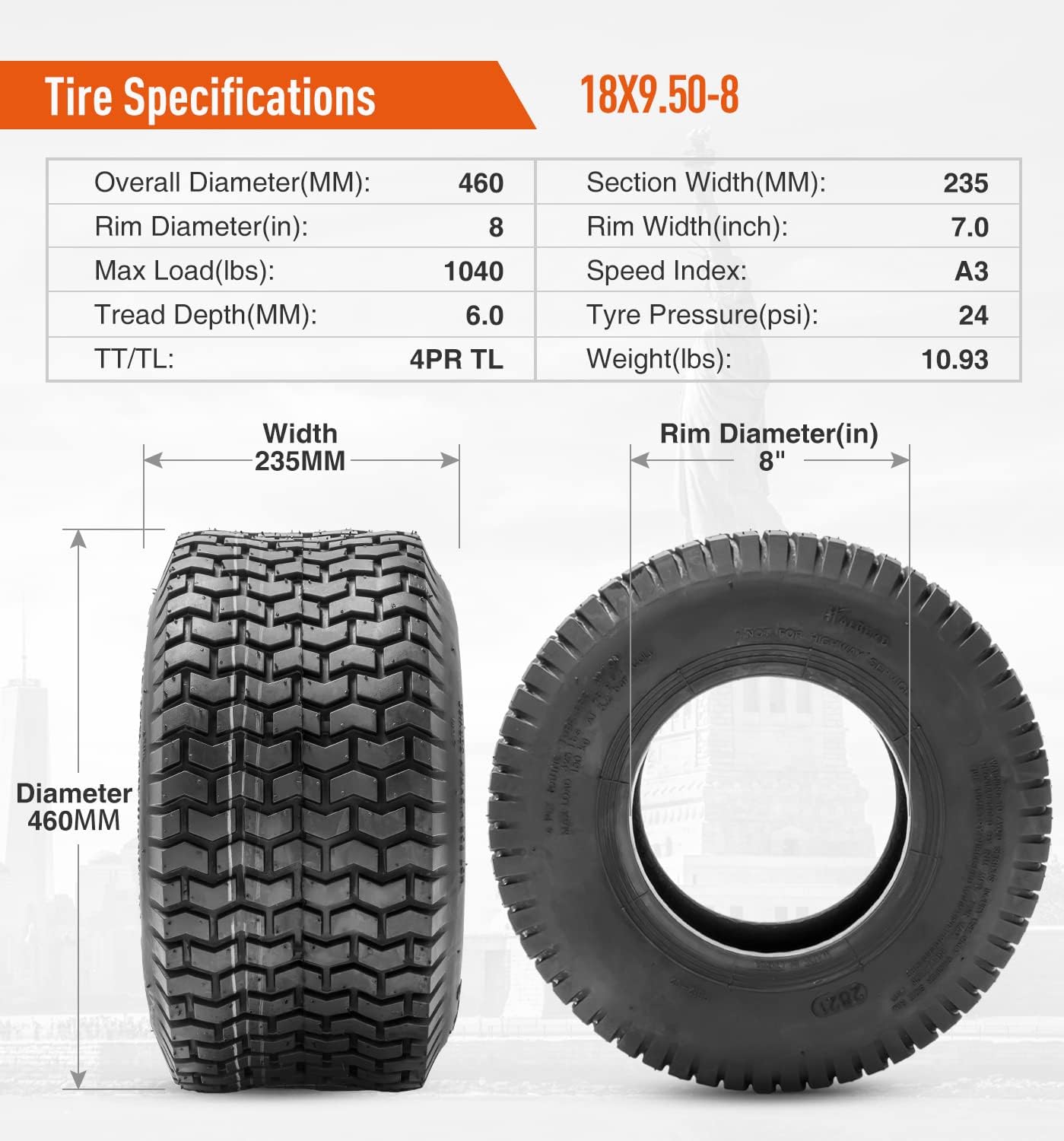 Halberd P512 Lawn Mower Tires Set of 2