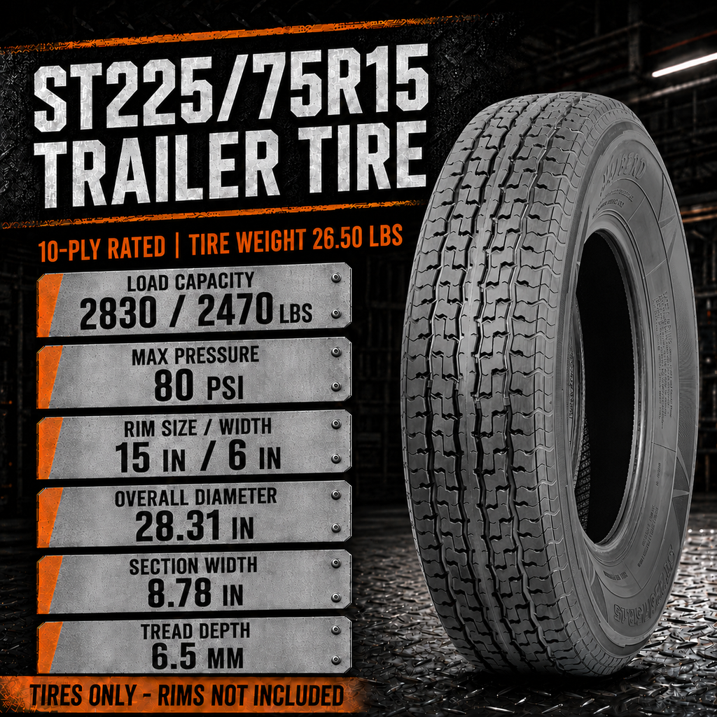 Halberd WR076 ST225/75R15 Trailer Tires Set of 4