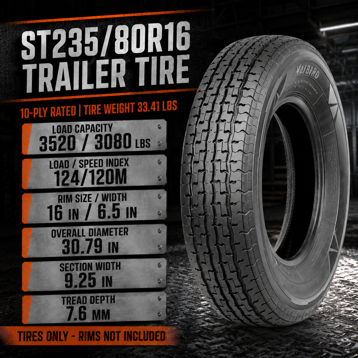 Halberd WR076 ST235/80R16 Trailer Tires