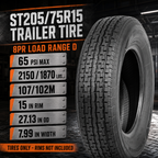 Halberd WR076 ST205/75R15 Trailer Tires Set of 4