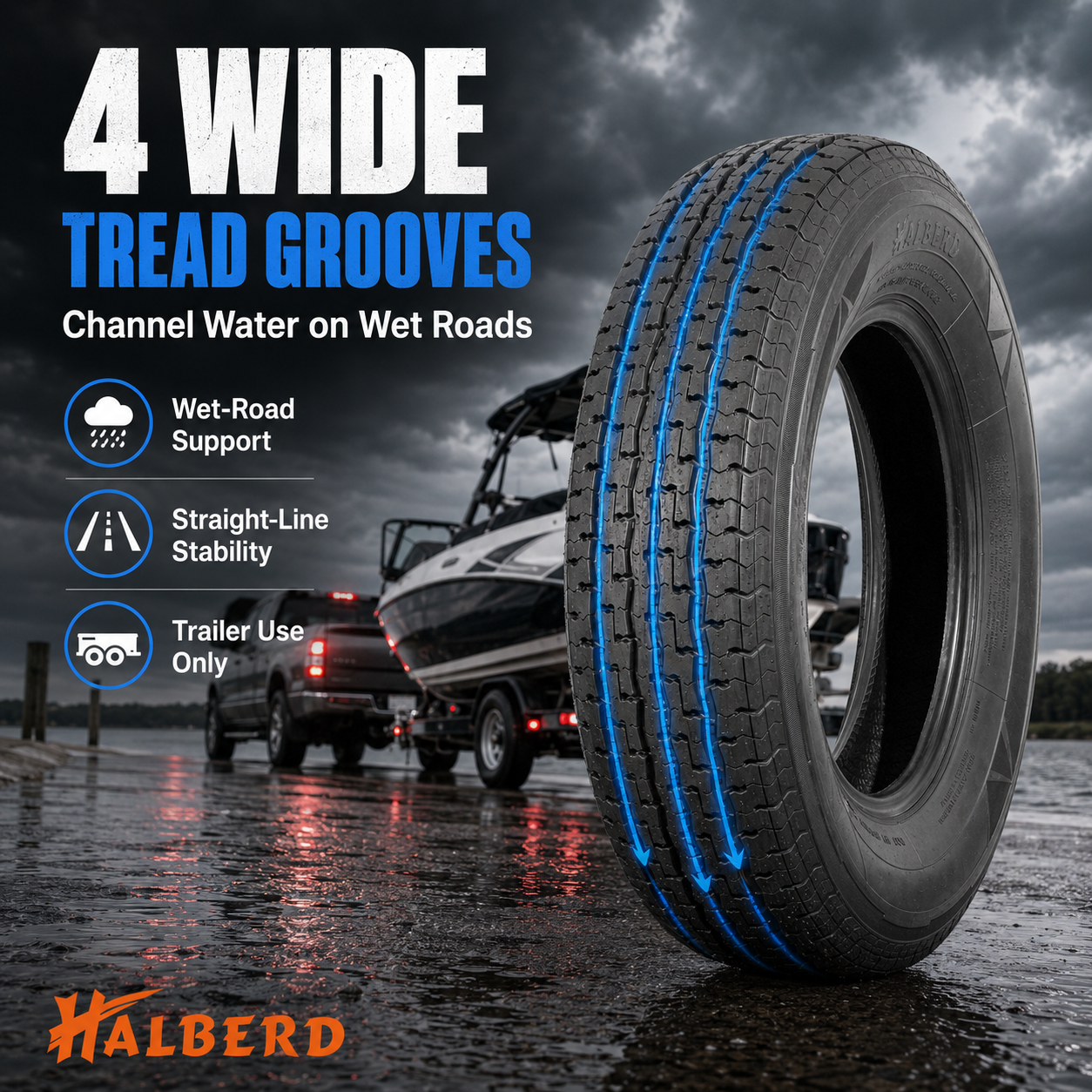 Halberd WR076 ST205/75R15 Trailer Tires Set of 4