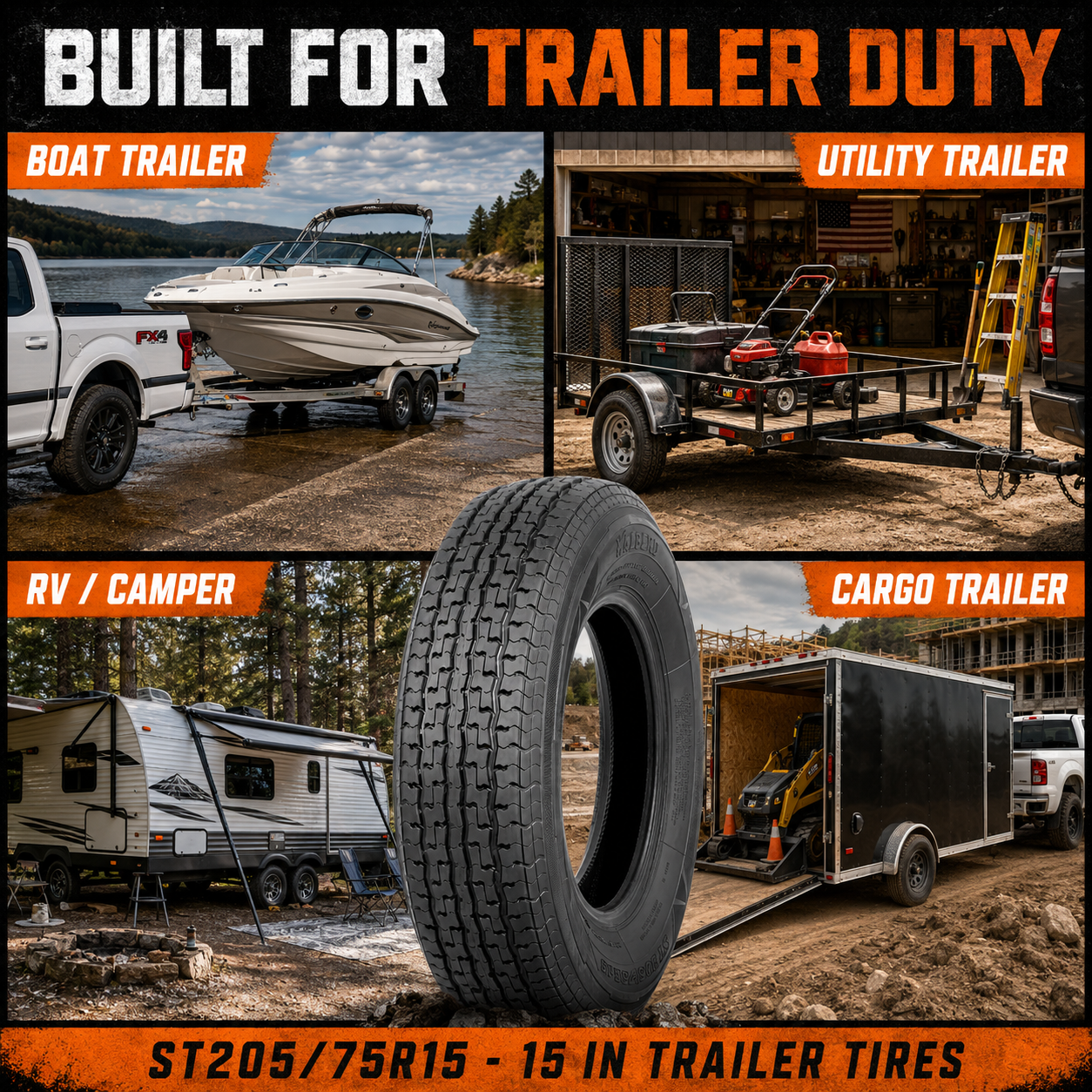 Halberd WR076 ST205/75R15 Trailer Tires Set of 4