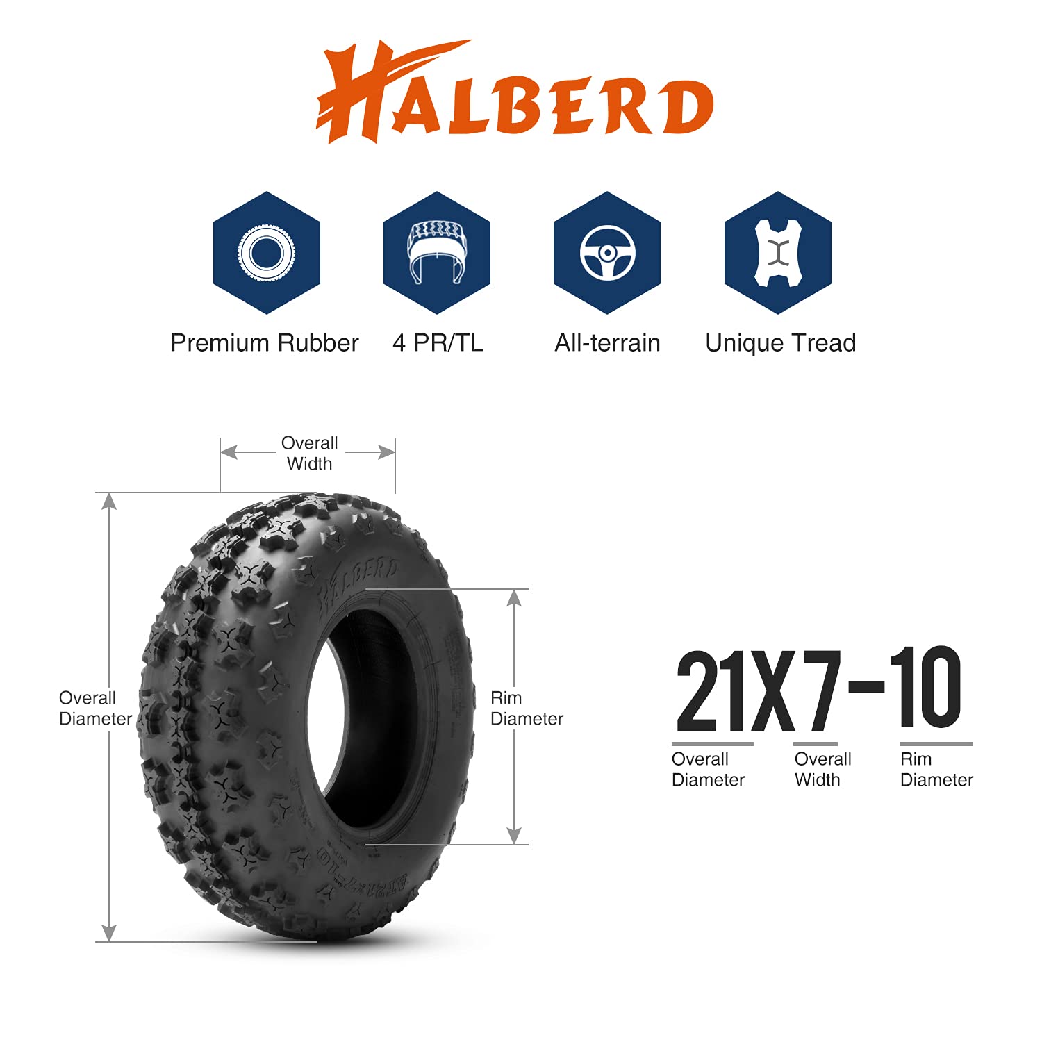 Halberd HS01 21x7-10 ATV Tires Set of 2