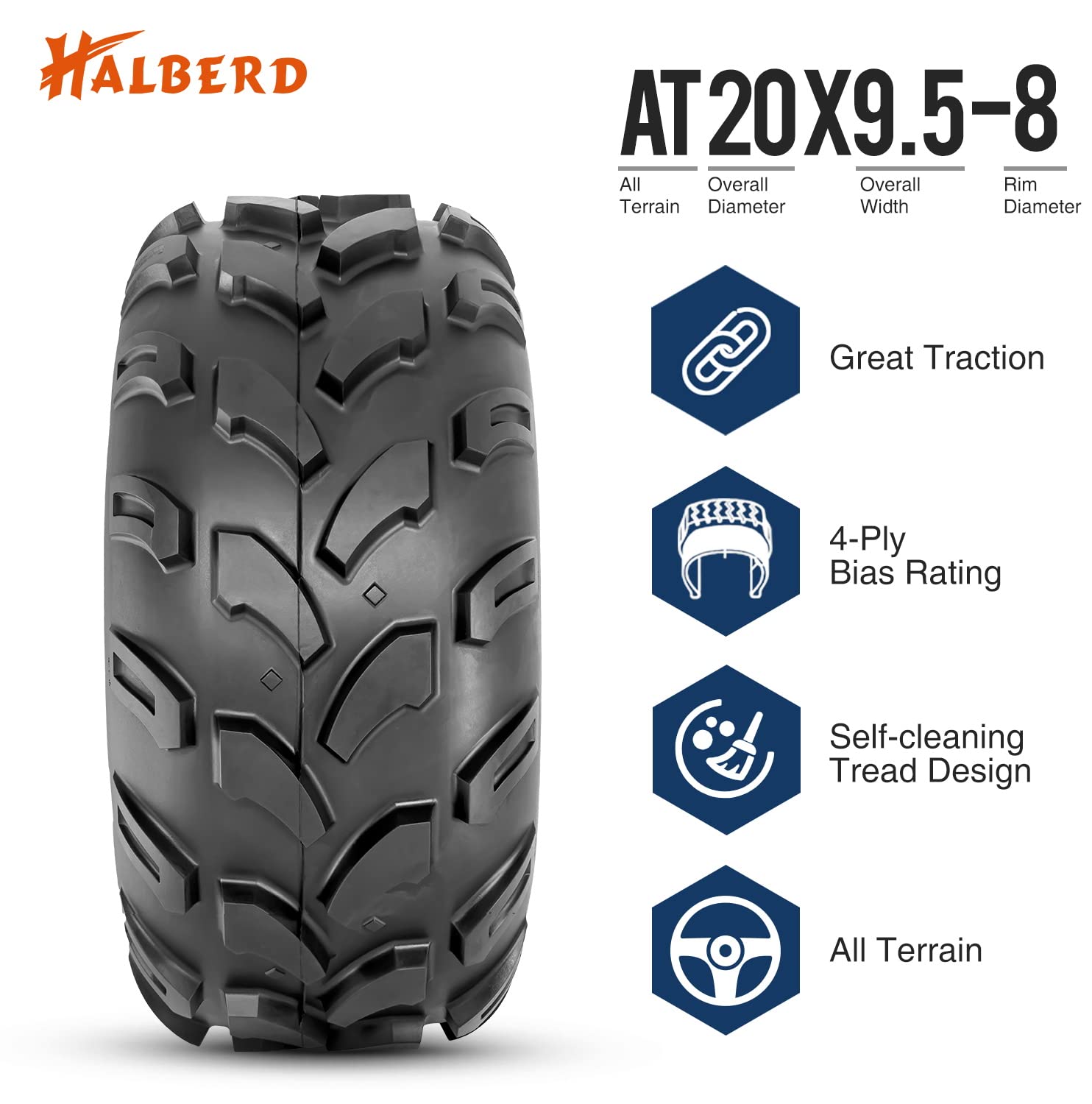Halberd P311 20x9.5-8 ATV Tires Set of 2