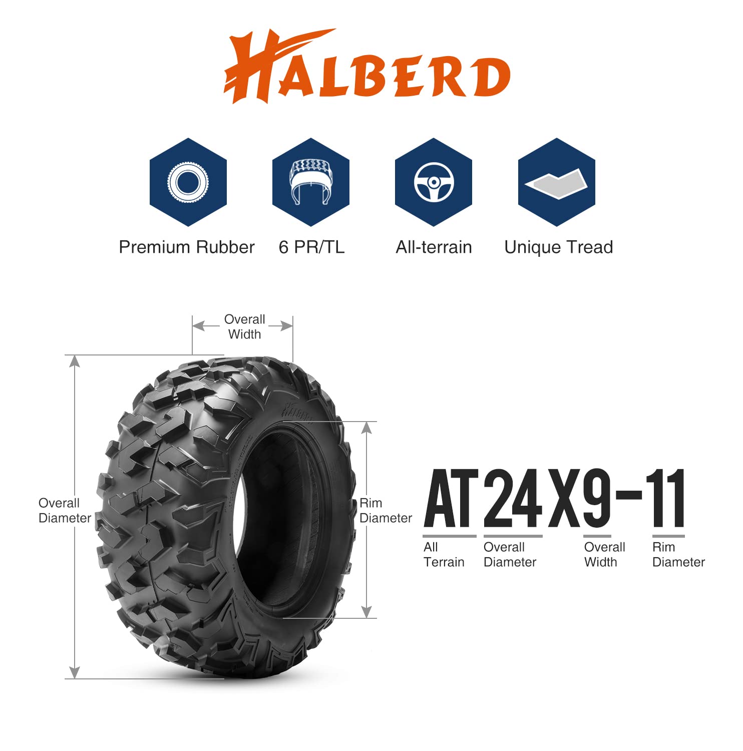Halberd HU01 24x9-11 ATV Tires Set of 2