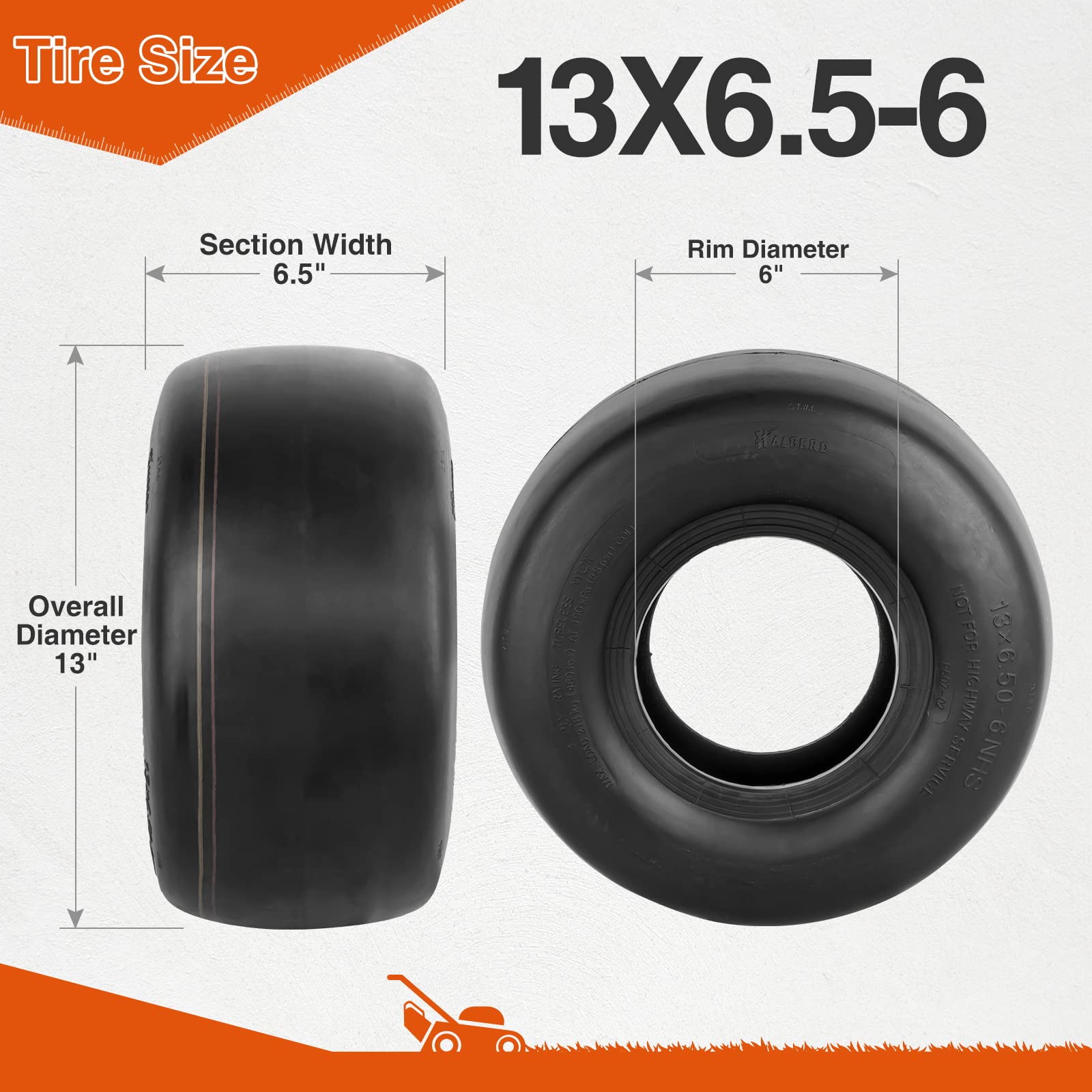 Halberd P607 13x6.50-6 Lawn Mower Tires Set of 2