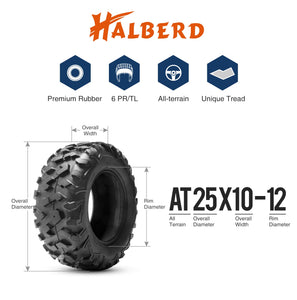 HALBERD HU01 25x10-12 ATV Tires Set of 2