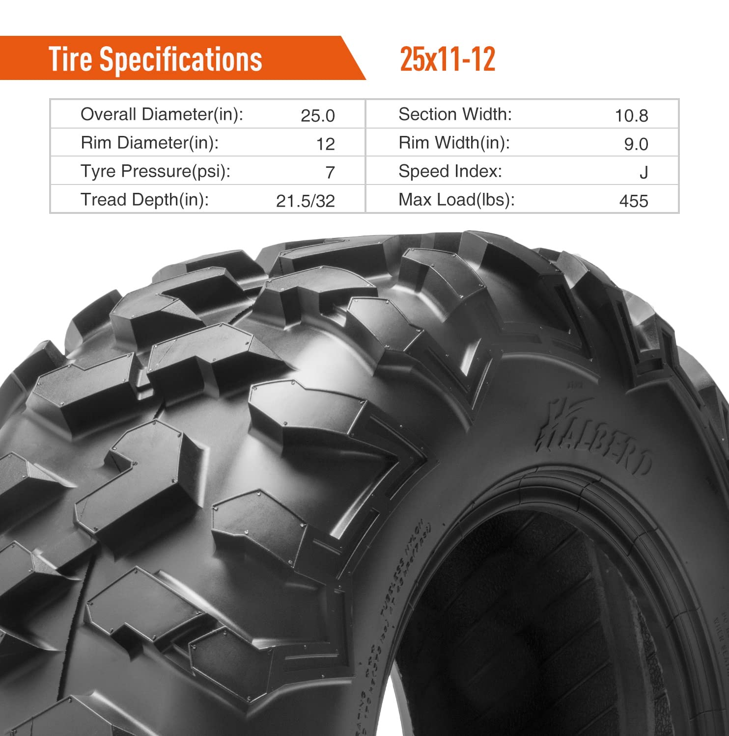 Halberd HU01 25x11-12 ATV Tires Set of 2