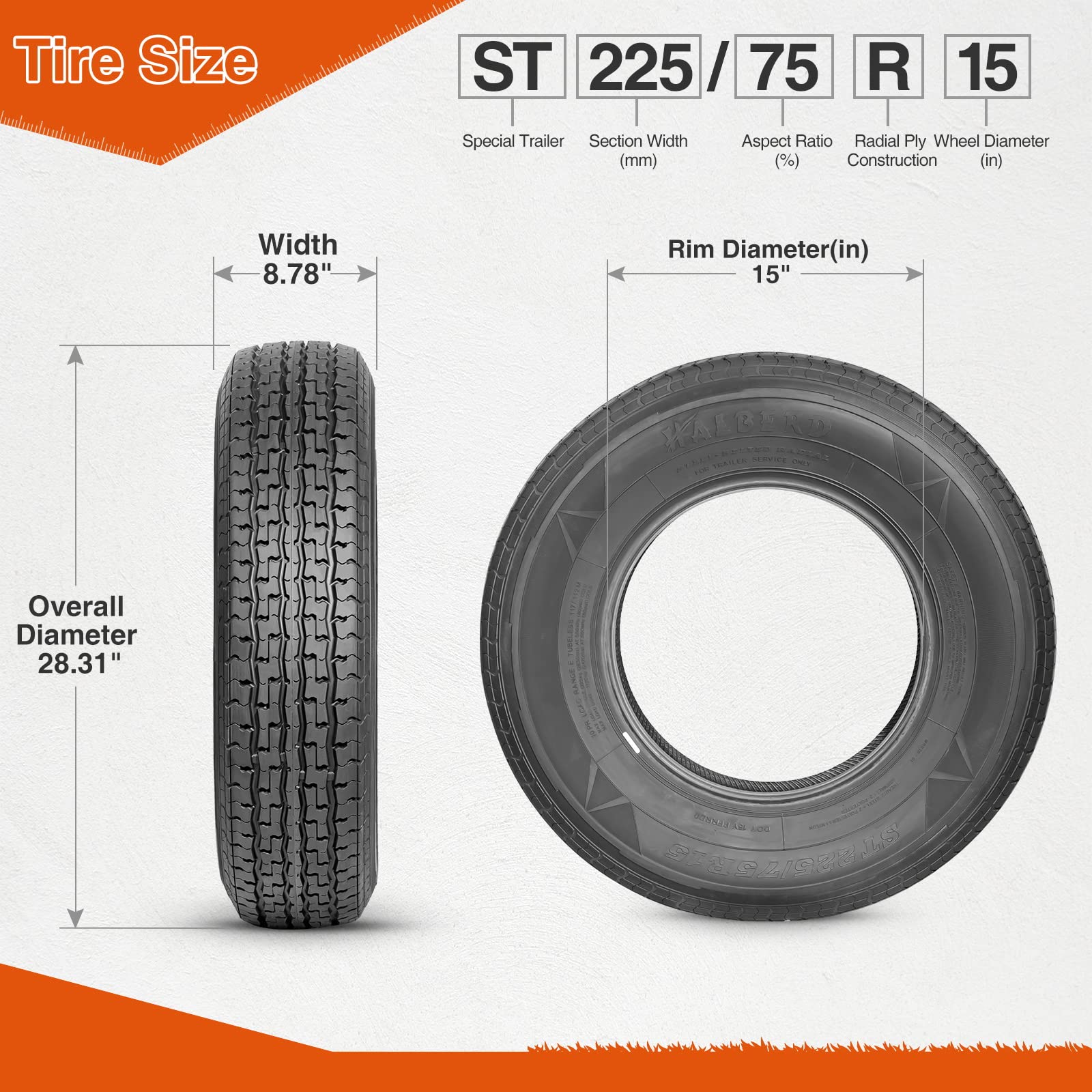 Halberd WR076 ST225/75R15 Trailer Tires Set of 4