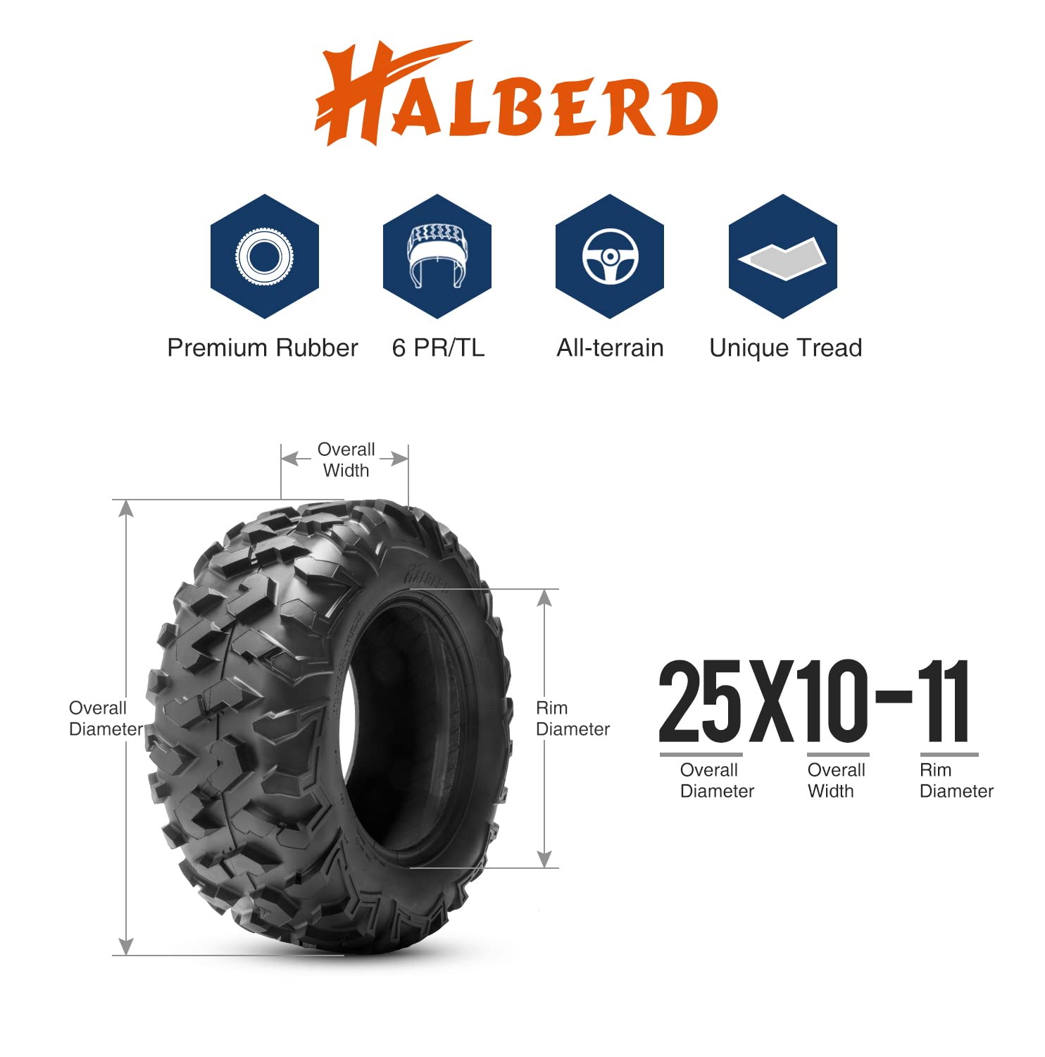 Halberd HU01 25x10-11 ATV Tires Set of 2