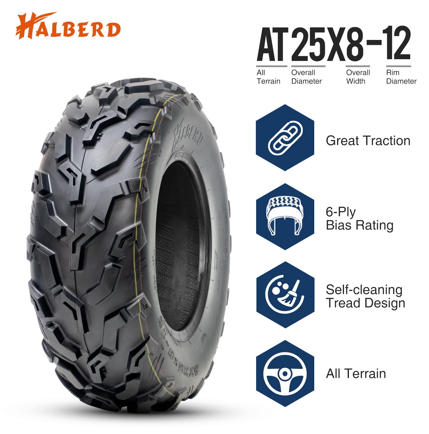 Halberd HU02 25x8x12 ATV/UTV Tires Set of 2