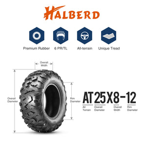 Halberd HU01 25x8-12 ATV Tires Set of 2