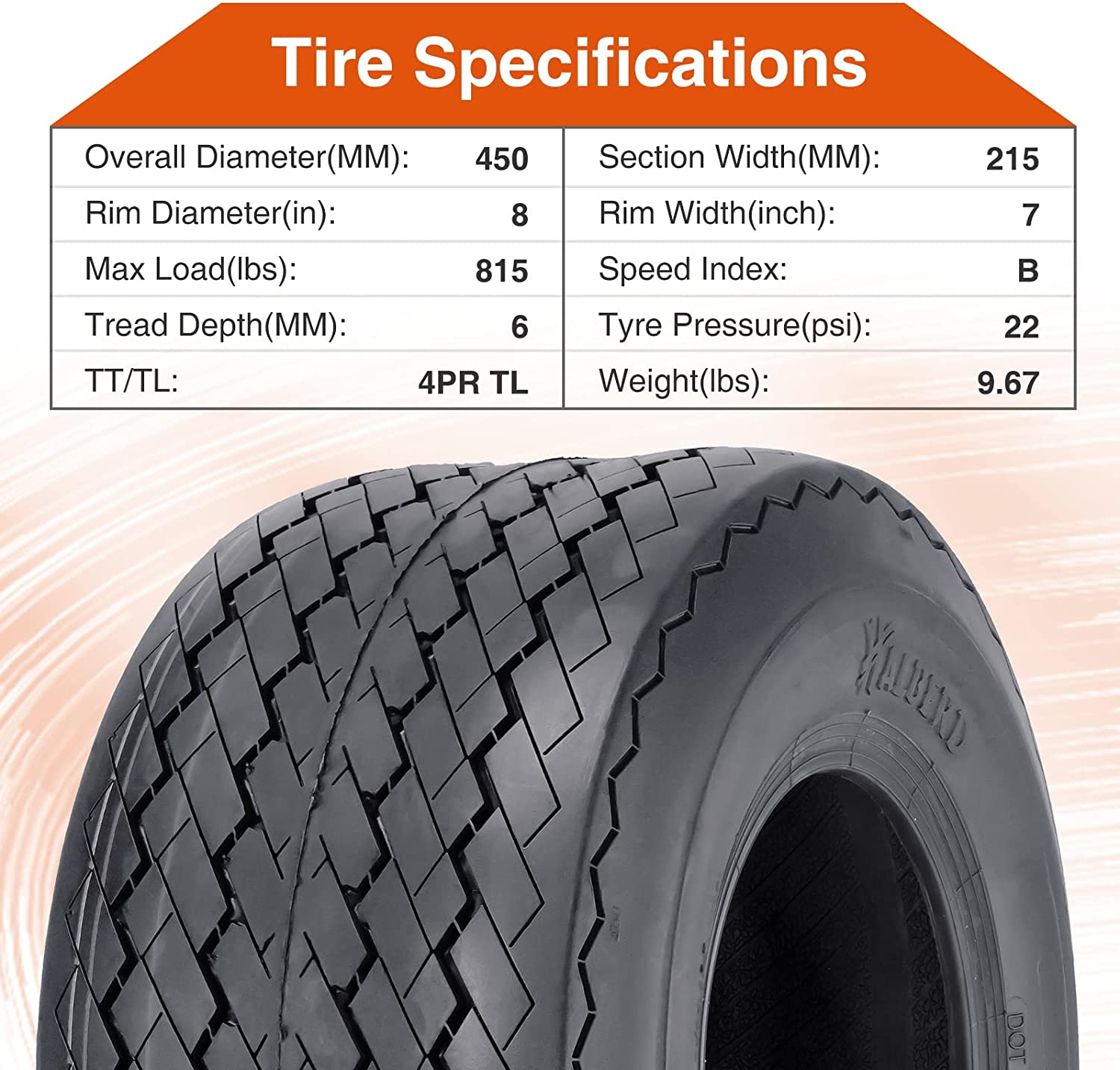 Halberd ‎P509 4PLY 18x8.5-8 Golf Cart Tires