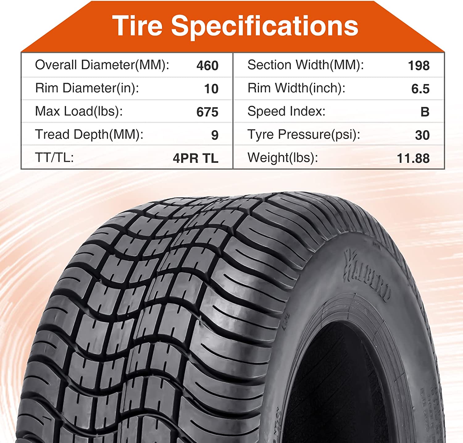 Halberd P823 205/50-10 Golf Cart Tires